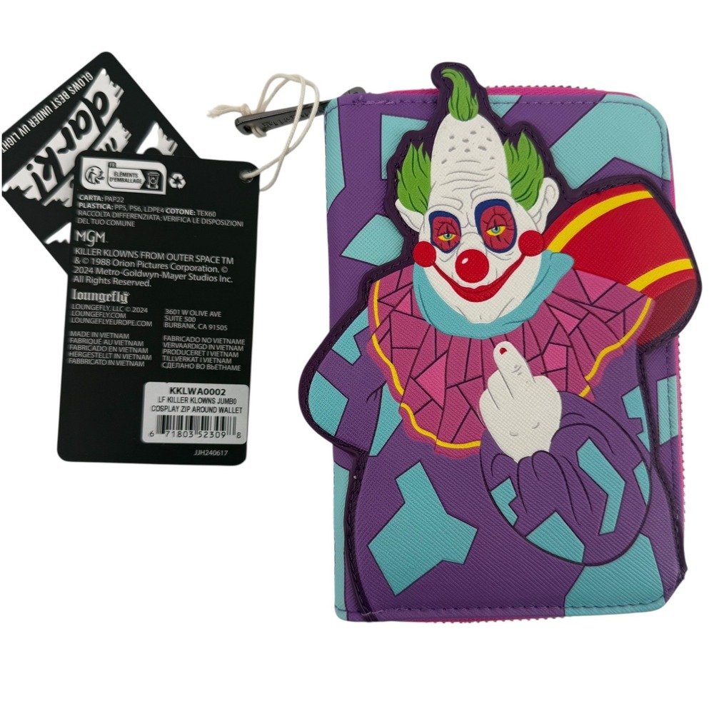NWT Loungefly Killer Klowns From Outer Space Jumbo Cosplay Wallet Glow In Dark - Picture 4 of 8